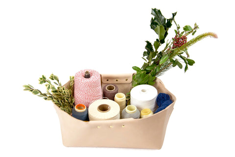Brass Handle Leather Basket