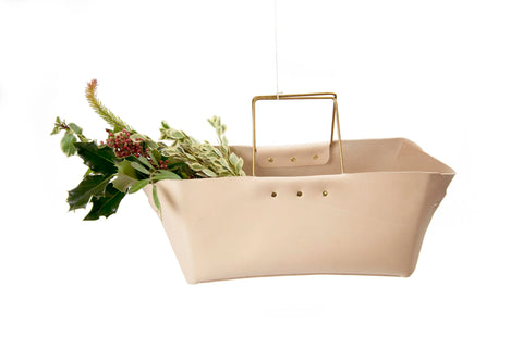 Brass Handle Leather Basket