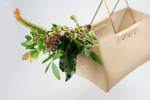 Brass Handle Leather Basket