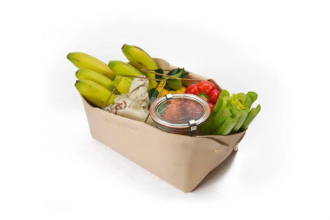 Brass Handle Leather Basket