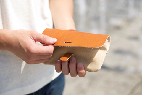 Leather and Waxed Canvas Pencil Pouch