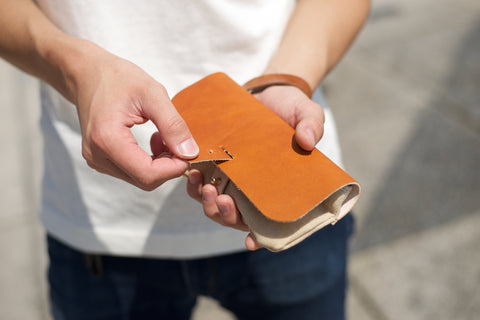Leather and Waxed Canvas Pencil Pouch