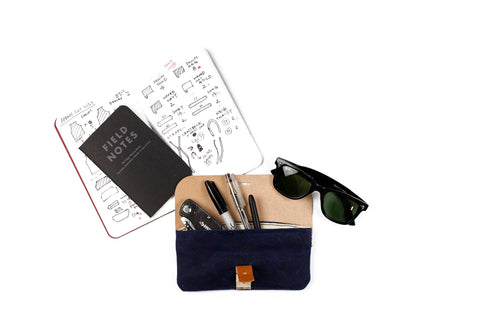 Leather and Waxed Canvas Pencil Pouch