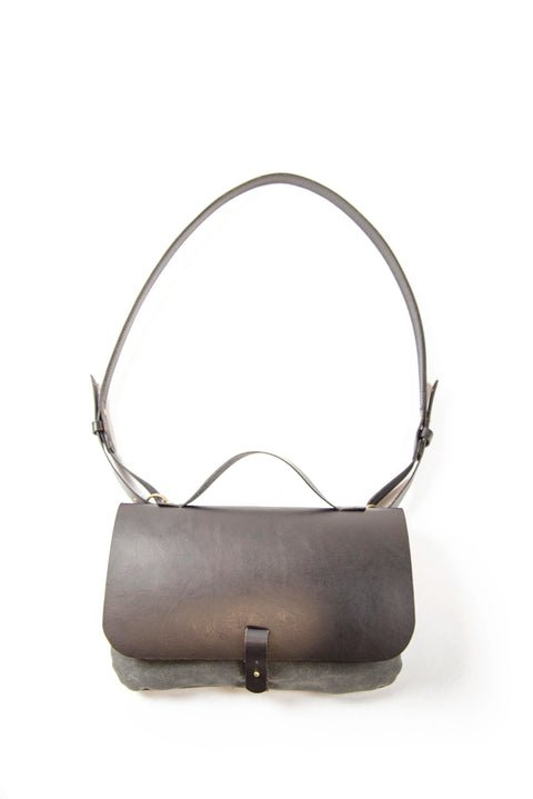 Leather and Waxed Canvas Satchel