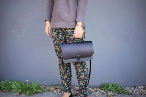 Leather and Waxed Canvas Satchel