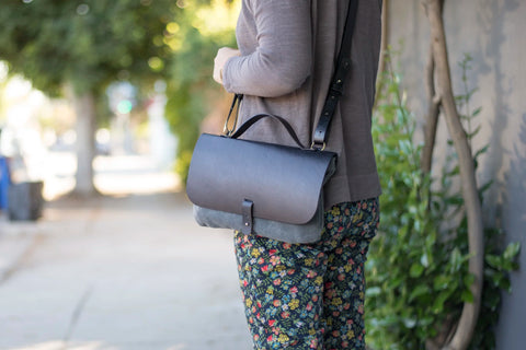 Leather and Waxed Canvas Satchel