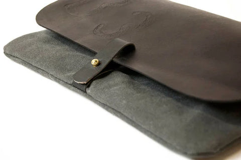 Leather and Waxed Canvas Clutch