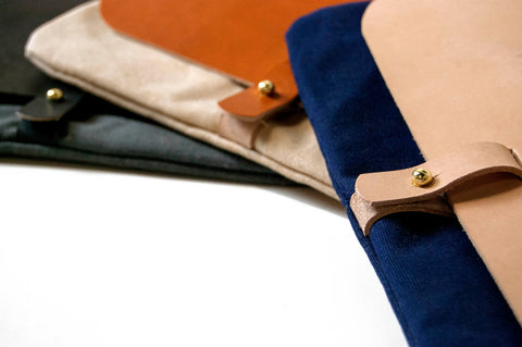 Leather and Waxed Canvas Clutch