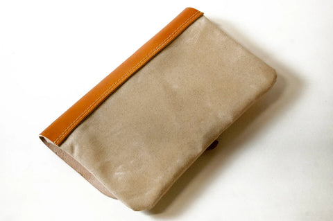 Leather and Waxed Canvas Clutch