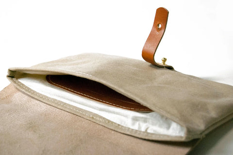 Leather and Waxed Canvas Clutch