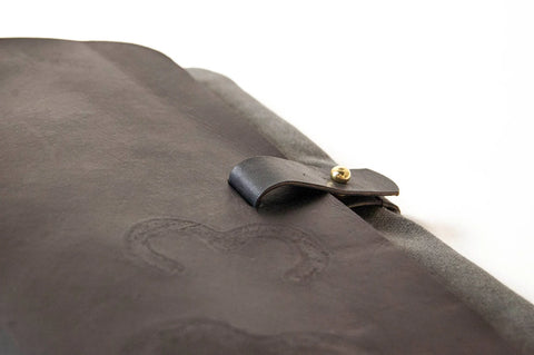 Leather and Waxed Canvas Clutch