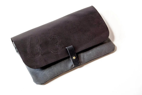 Leather and Waxed Canvas Clutch