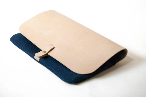 Leather and Waxed Canvas Clutch