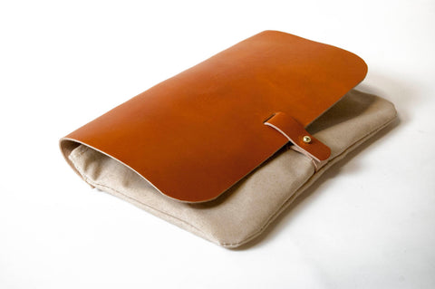Leather and Waxed Canvas Clutch